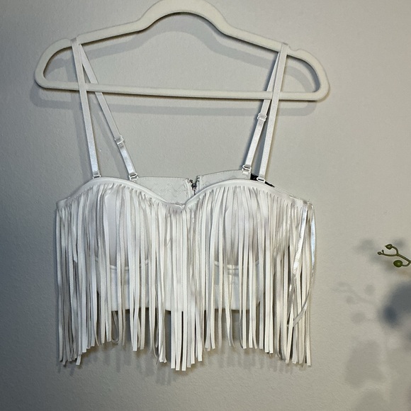 Tops - White Fringe Women's bralette